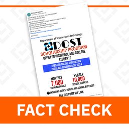 FACT CHECK: Circulating link for DOST scholarship application is fake