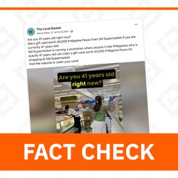 FACT CHECK: No P45,000 gift card giveaway from SM Markets