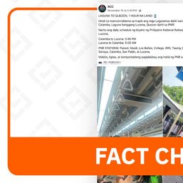 FACT CHECK: Post falsely claims PNR trip from Calamba to Lucena takes only one hour