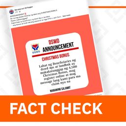 FACT CHECK: DSWD ‘Christmas bonus’ post, registration form are fake