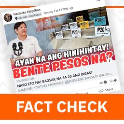 FACT CHECK: Marcos’ P20/kilo rice promise remains unfulfilled