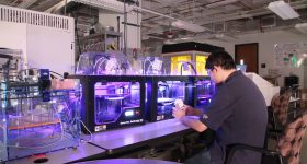 The desktop 3D printer farm at UTEP Keck Center. Photo via UTEP/Keck