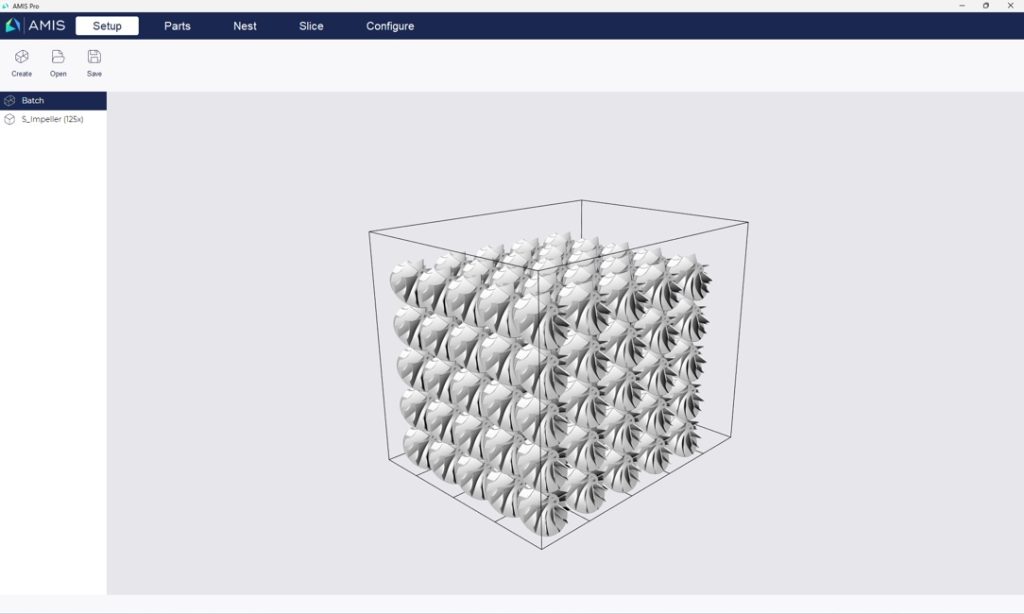 A batch of parts ready for 3D printing on AMIS Pro. Image via AMIS.