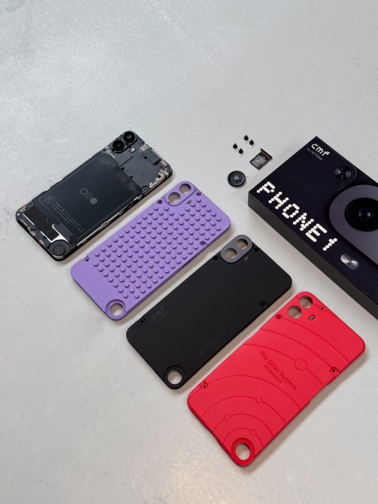 CMF Phone 1 and 3D printed covers. Photo via Bambu Lab.