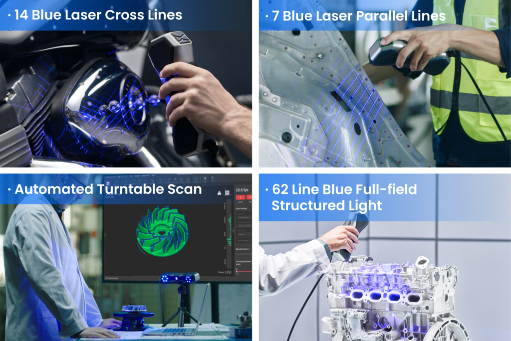 The Revopoint MetroX 3D Scanner offers 4 distinct modes. Image via Revopoint.