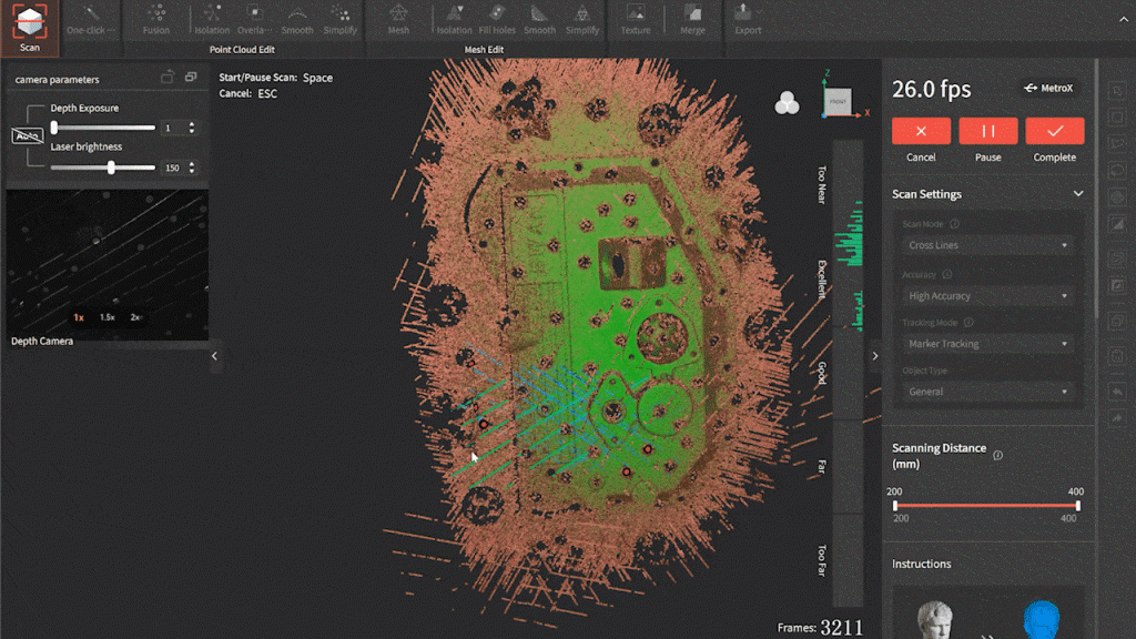 Software scan capturing detailed 3D object surface.