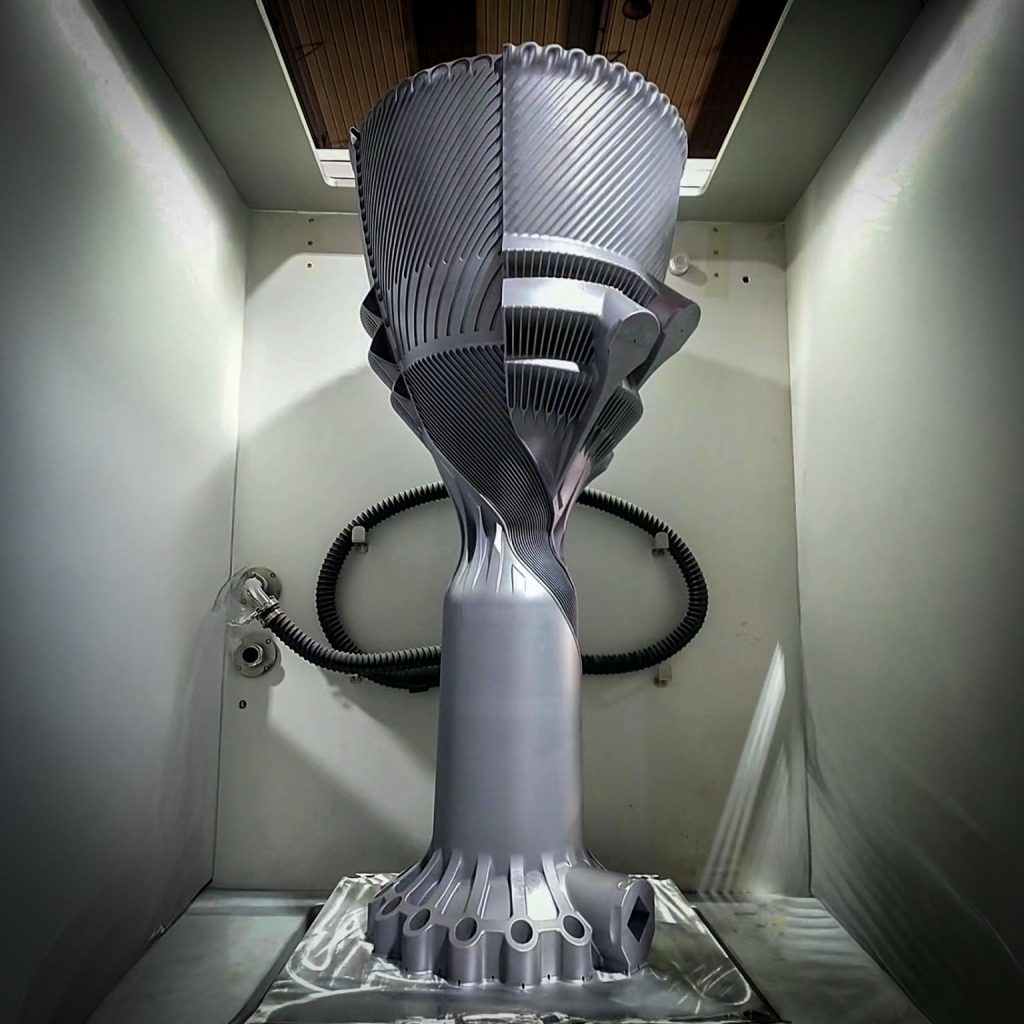 The thruster in the unpacking station at Eplus3D’s Beijing facility. Photo via Eplus3D.