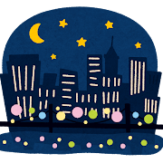 夜の摩天楼のイラスト