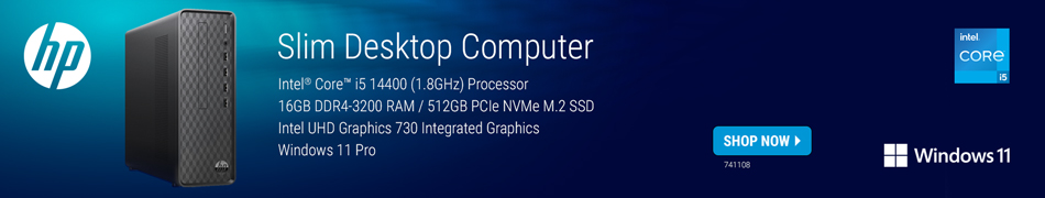 HP Slim Desktop S01-pF4021 Computer - Intel Core i5 14th Gen 14400 1.8GHz Processor; 16GB DDR4-3200 RAM; 512GB Solid State Drive; Intel UHD Graphics 730 - SHOP NOW; SKU 741108, LIMIT ONE