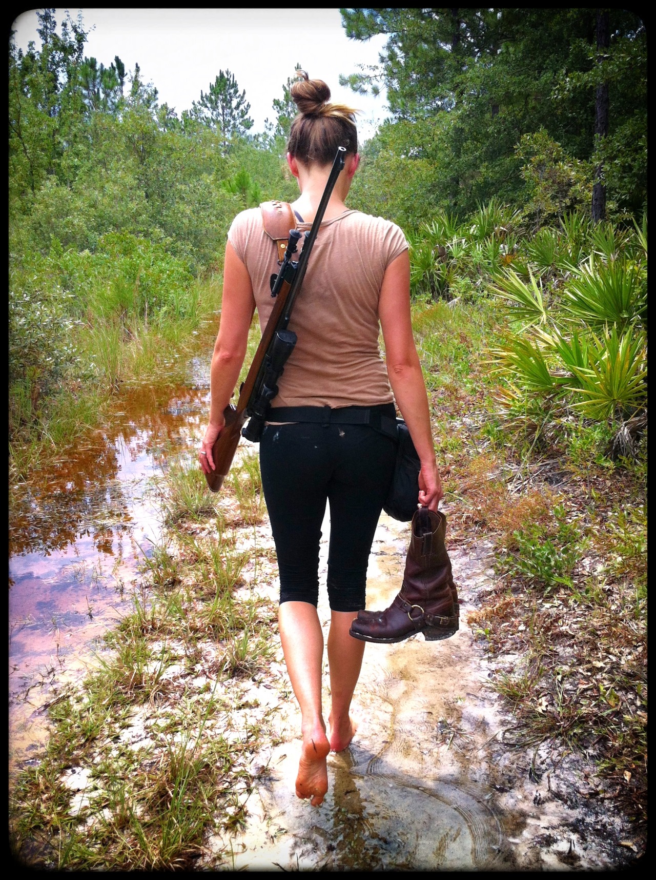 My wife has some land down in South Georgia and from time to time she has to go down and check on the property. This is a picture of her doing just that.