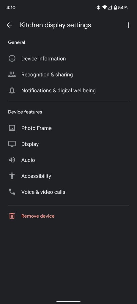 Audio settings Nest Hub