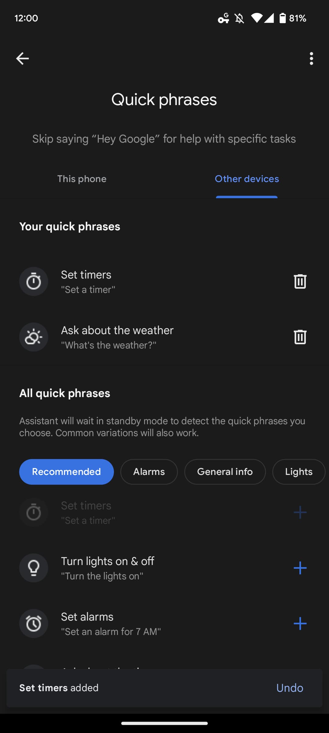 Nest Hub Max Quick Phrases