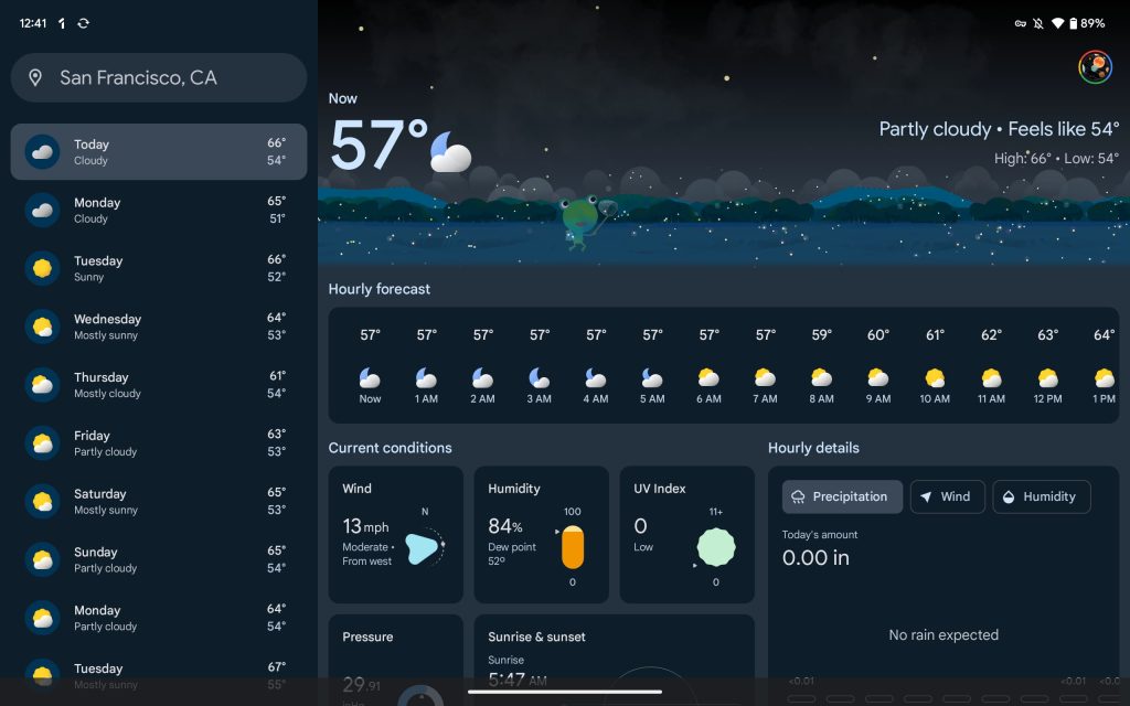 Google Weather Pixel Tablet