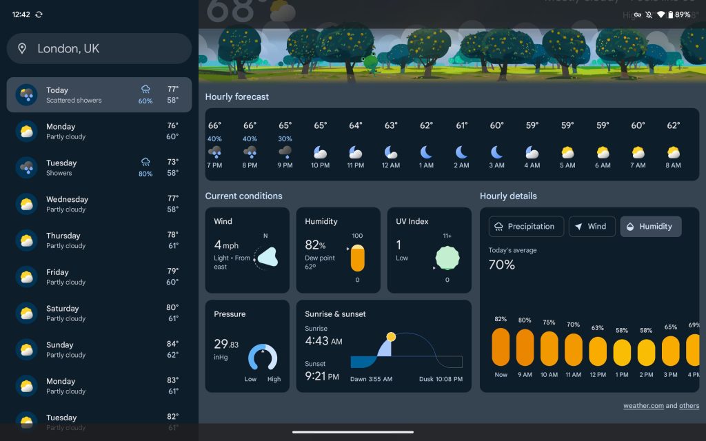 Google Weather Pixel Tablet