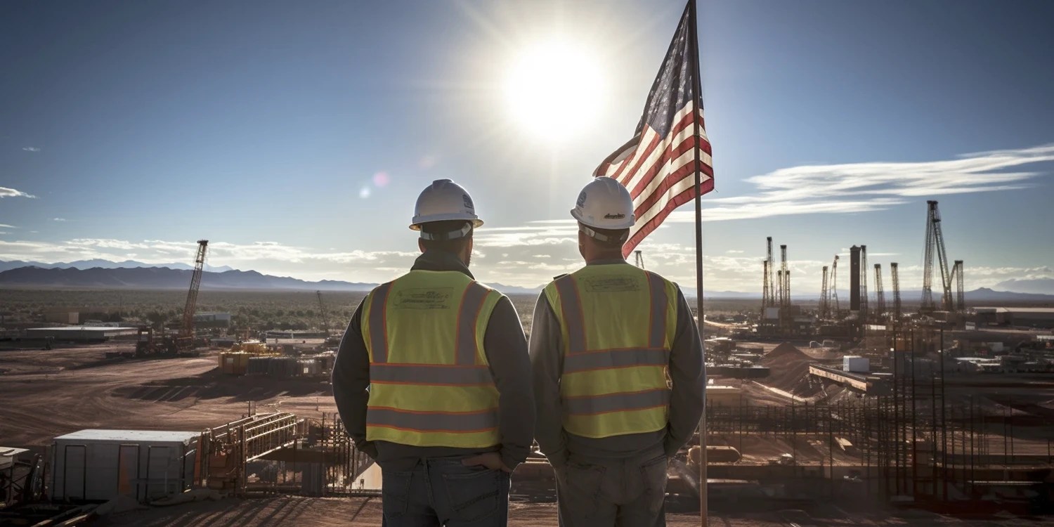 Workers looking out over US TSMC plant