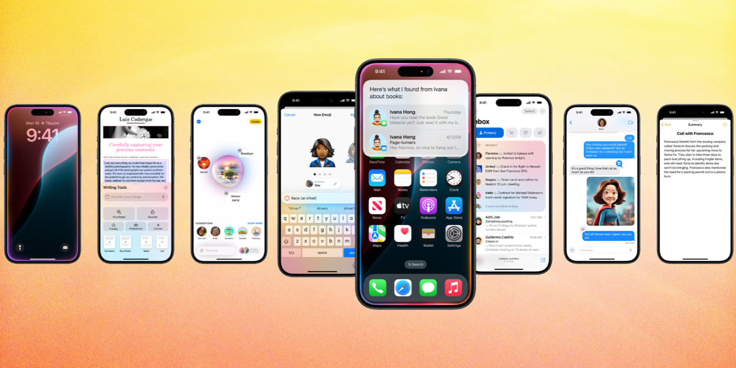 Siri improvements, ChatGPT, Apple Intelligence and more | Apple promo image on colorful background