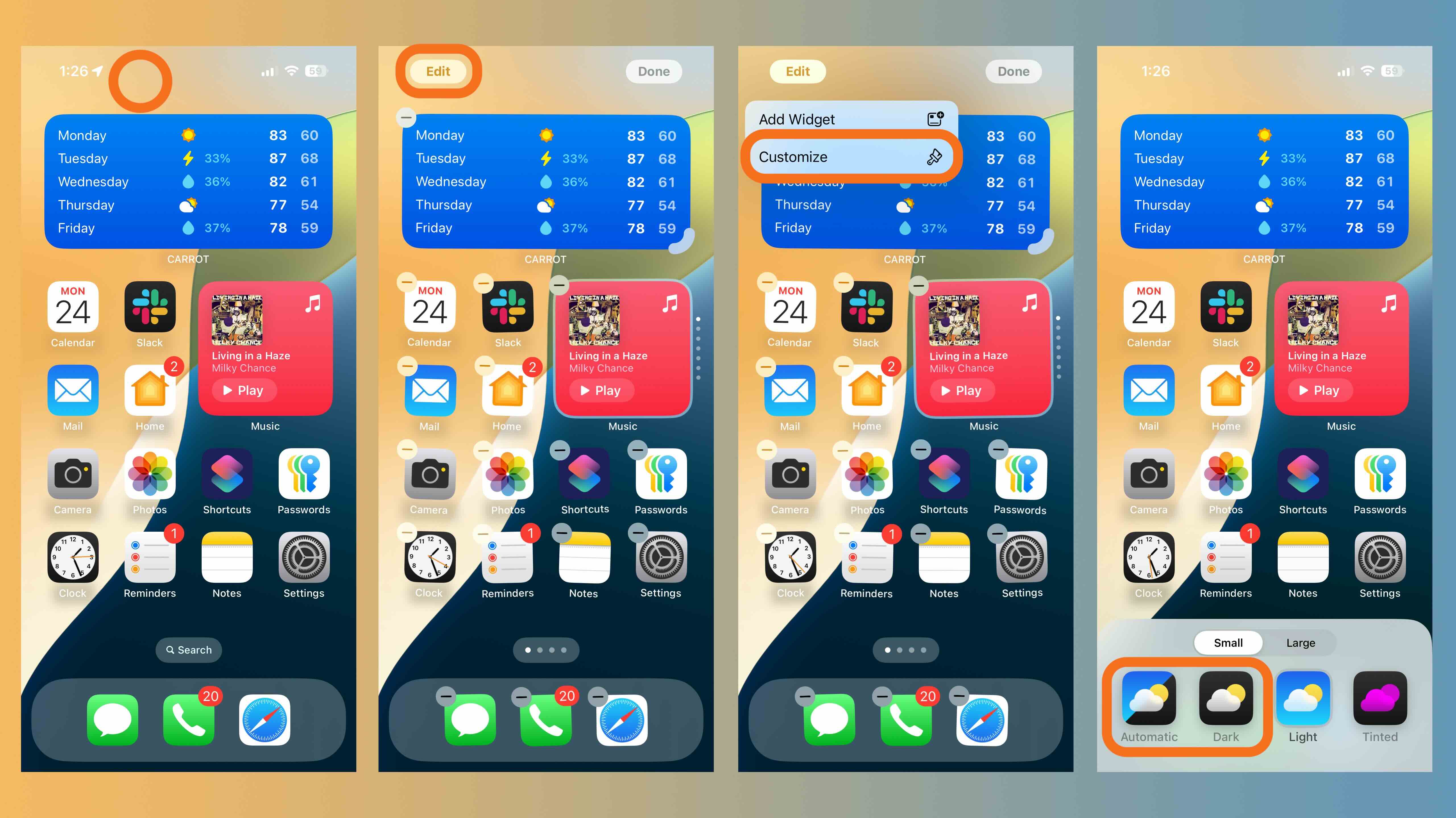 use Dark Mode app icons iPhone iOS 18 1