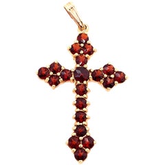 14 Karat Yellow Gold Religious / Crucifix Pendant with Semi Precious Stones