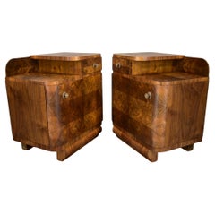  1935s Pair of Art Deco Bedside Tables, Czechoslovakia