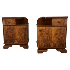 1935s Pair of Rare Art Deco Bedside Tables, Czechoslovakia