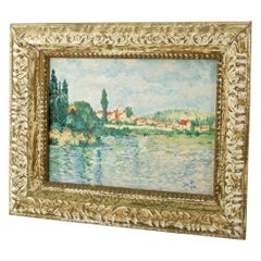 1950s French Midcentury Street Art Painting Claude Monet Vetheuil Seine River