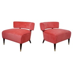 1950's Mid-Century Modern Billy Haines Style Slipper Lounge Chairs - a Pair