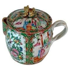 19th Century Rose Medallion Cider Pitcher with Foo Dog Finial