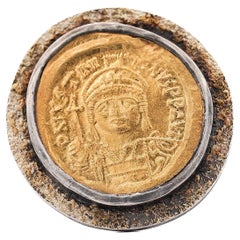 22K Gold Antique Byzantine Empire JUSTINIAN I Coin Bezel Ring