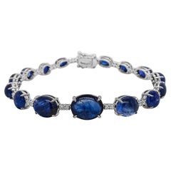 27.70 Carats Sapphire and Diamond White Gold Bracelet