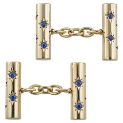 A pair sapphire and gold cufflinks by Van Cleef & Arpels