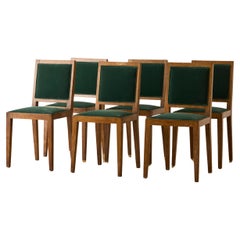 A set of six cerused oak dining chairs attributed to Rene Gabriel