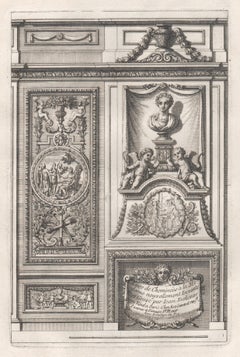 Set of 6 French Louis XIV period chimney-piece design engravings by Jean Dolivar