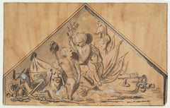 Old Master Drawing, Baroque, Jacob de Wit, Allegory of Victory, Putti, Ships