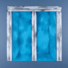 "Portico I" Sonia Gechtoff, Shades of Blue Abstract Composition on Paper