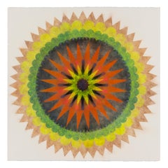 Poptic Five - Contemporary Drawing Flower Mandala Yellow Green Orange, 2020