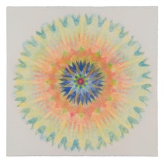 Poptic 26 - Contemporary Abstract Green Orange Blue Pink Geometric Mandala, 2021