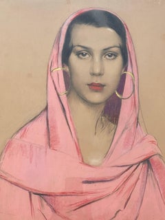 Gustave BRISGAND (1867-1944), portrait of a woman wearing a veil