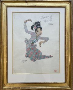 Léa LAFUGIE (1890-1972), gouache of a Burmese dancer