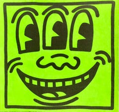 1980s Keith Haring Three Eyed Smiling Face sticker (Keith Haring Pop Shop)