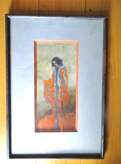 Original Watercolour by Delovincourt Orange Dress