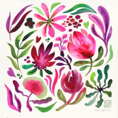 Magnolia - Vibrant Floral Painting on Paper