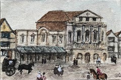 Aquarelle miniature historique du Theatre Royal et du Coopers' Hall dans King Street