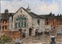 Aquarelle miniature de la chapelle des Trois Rois, marches de Noël à Bristol