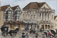 Aquarelle miniature historique du Theatre Royal de Bristol