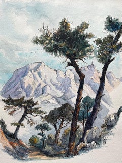 French Watercolor of Montagne Sainte-Victoire by Robert Lepine