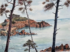 French Riviera Watercolor of Corniche d’Or & Estérel Coastline