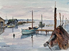 Le Grau-du-Roi Watercolor of Fishing Boats and Coastal Harbor