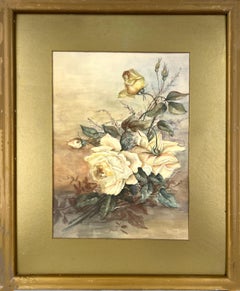 Nature morte aux roses Aquarelle de M Boyer Cooper 1915