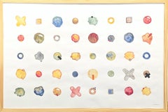 "Little Blobs" Contemporary Colorful Watercolor Geometric Dot Grid Painting