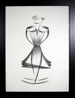 Mid-Century Art Deco Minimalism Black & White Female Figure Latin Artist Signed